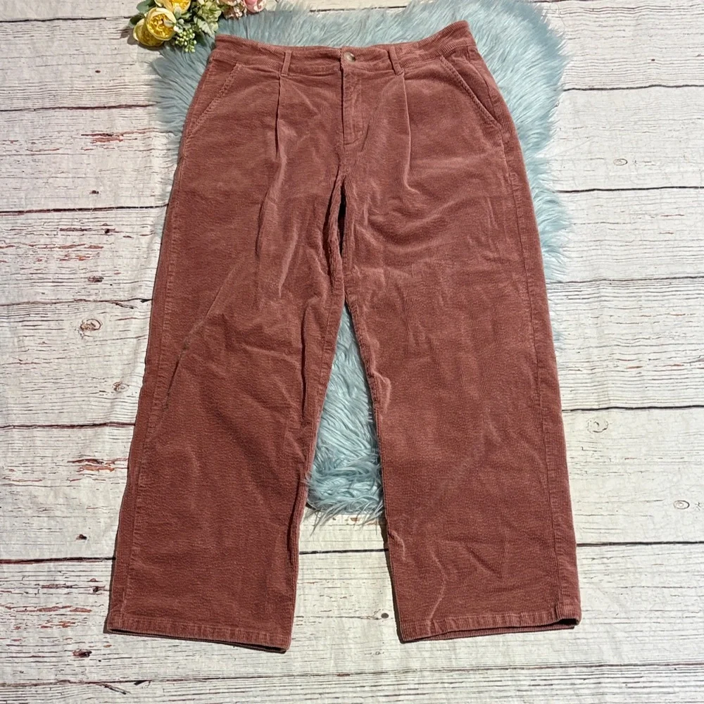 Elodie Wide Leg Corduroy Pants in Dark Mauve sz L